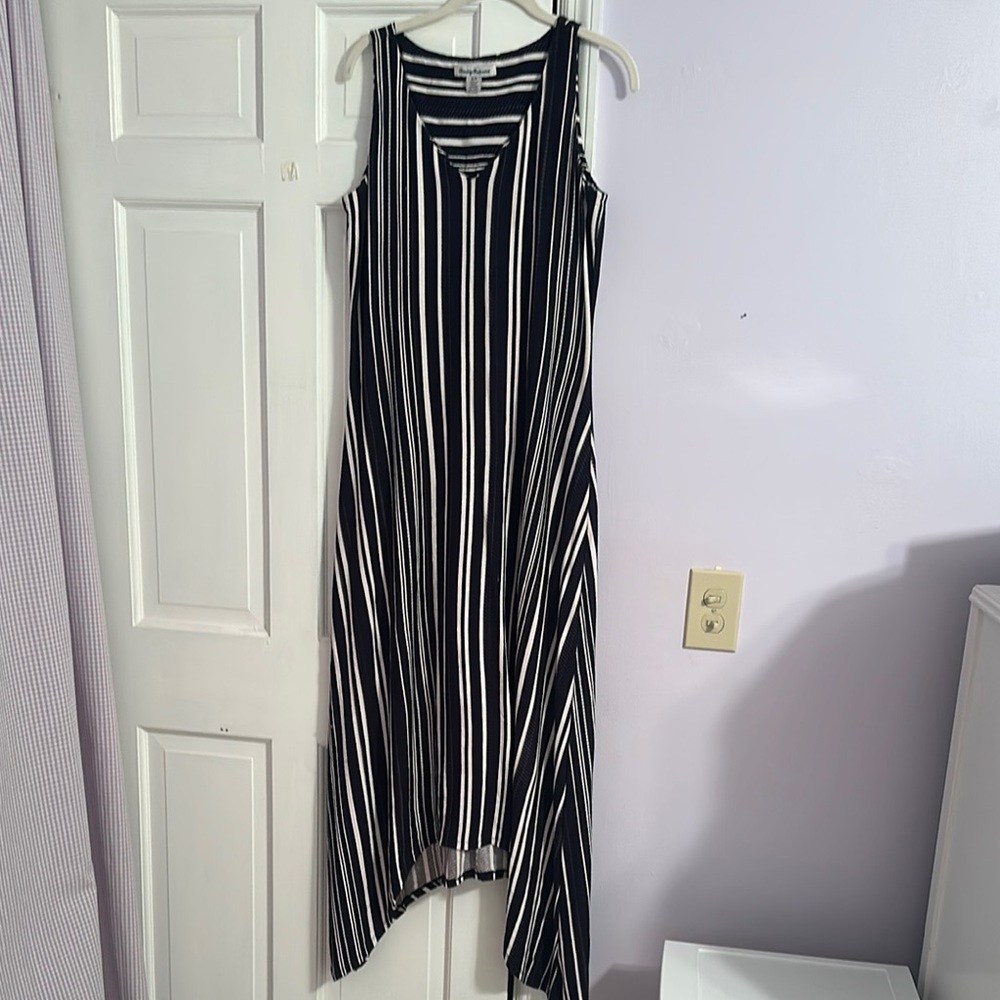 Tommy Bahama Asymmetrical Navy and White Dress